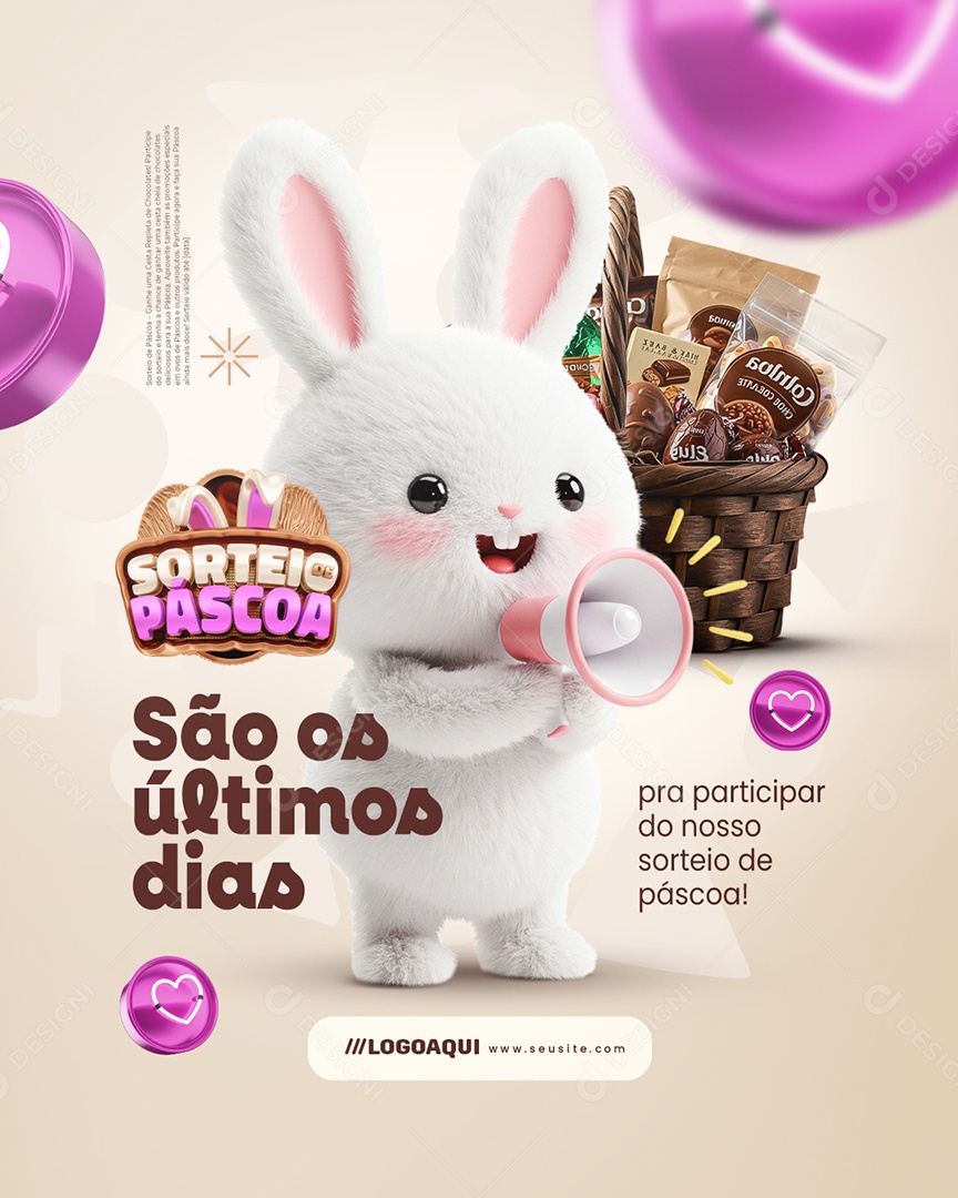 Sorteio de Páscoa Chocolateria São os Últimos Dias Social Media PSD Editável