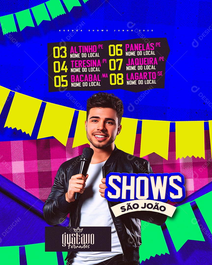 Flyer Shows São João Gustavo Fernades Social Media PSD Editável