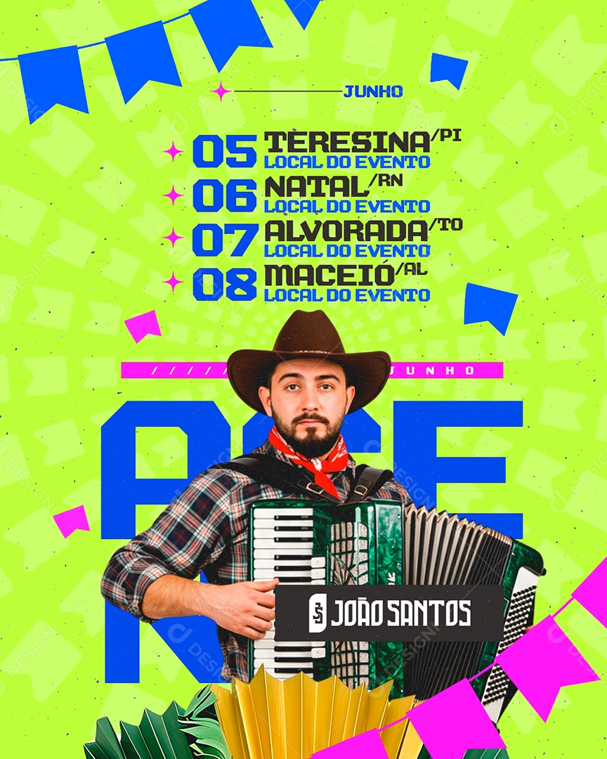 Flyer Agenda Junho São João Social Media PSD Editável