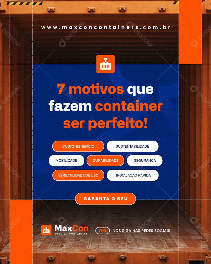 Containers Sete Motivos Que Fazem Container Ser Perfeito Social Media PSD Editável