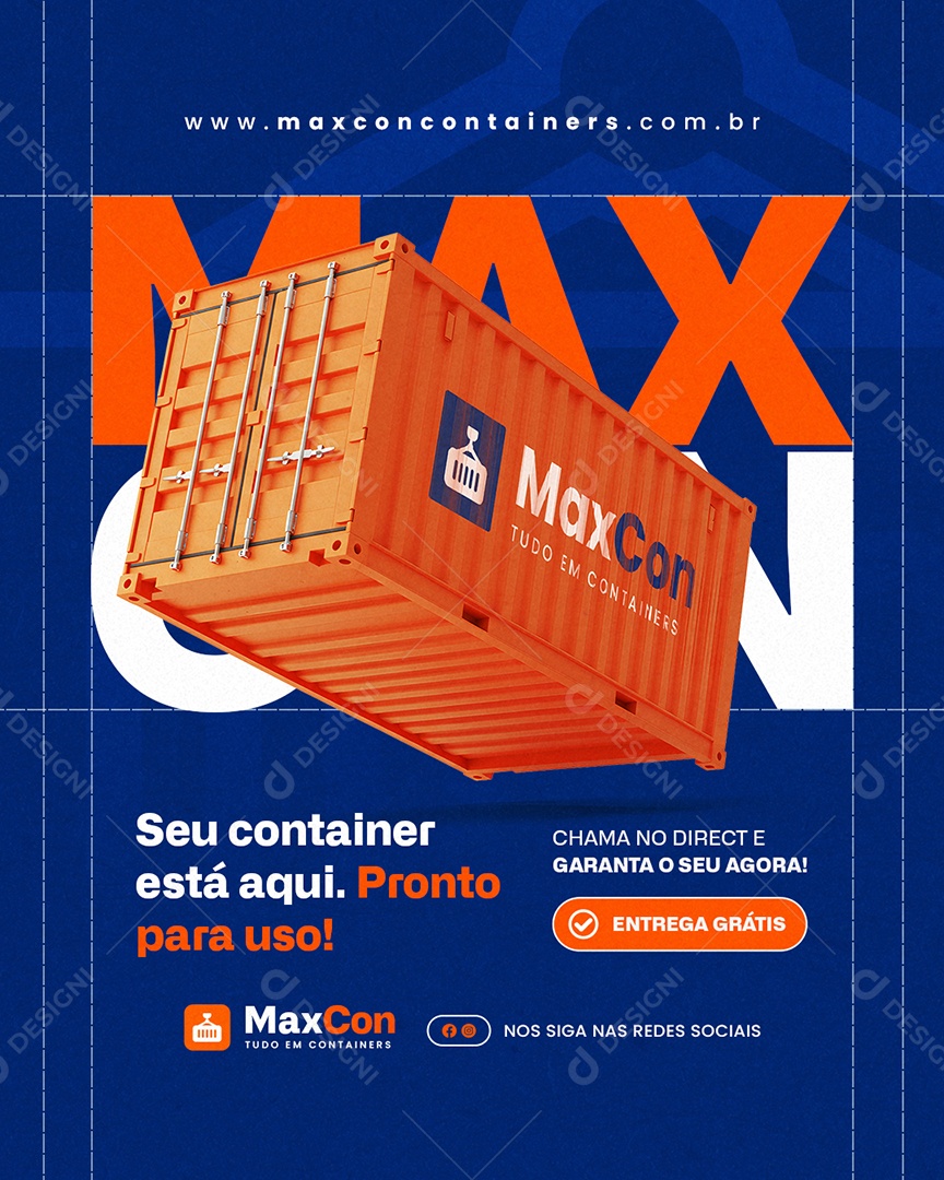 Containers Seu Container Está Aqui Social Media PSD Editável