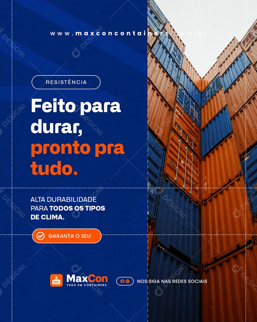 Containers Resistência Feito para Durar Pronto pra Tudo Social Media PSD Editável