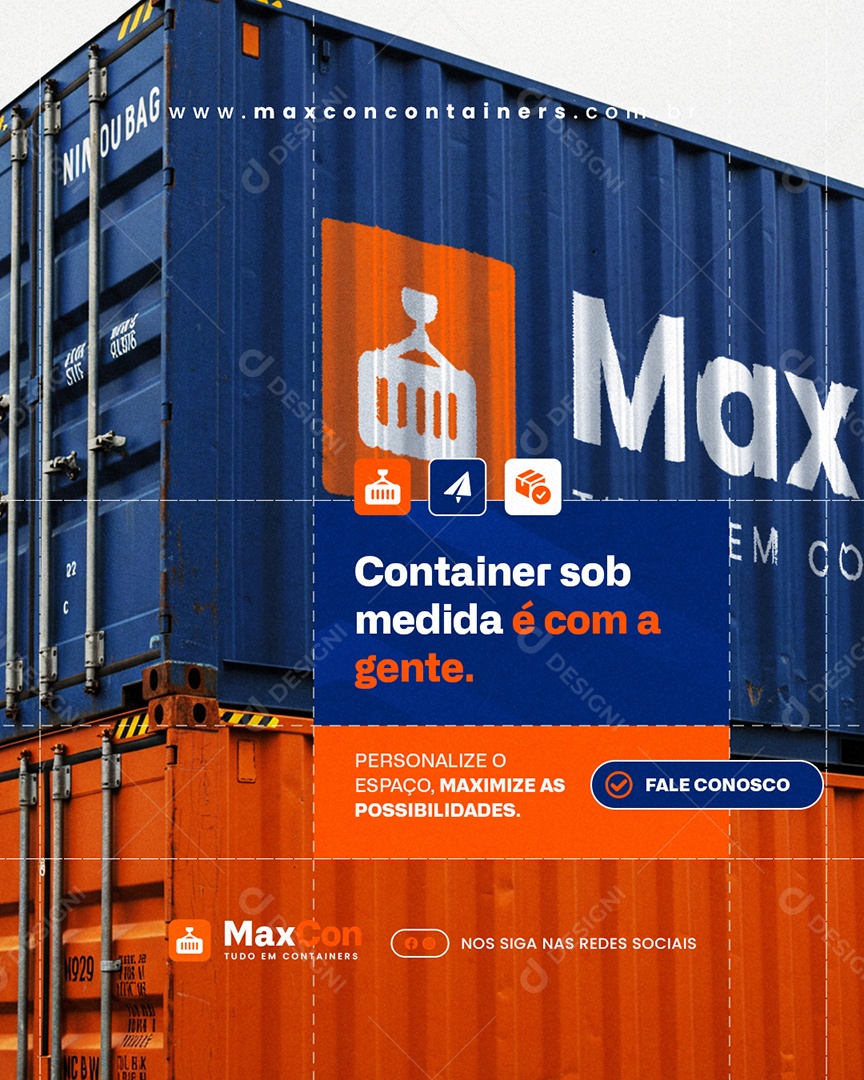 Container Sob Medida é Com a Gente Social Media PSD Editável