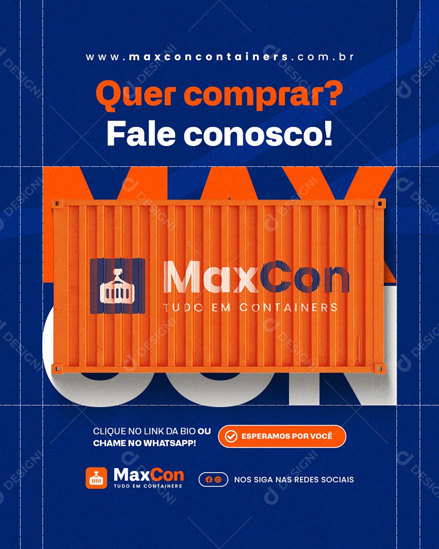 Containers Quer Comprar Fale Conosco Social Media PSD Editável