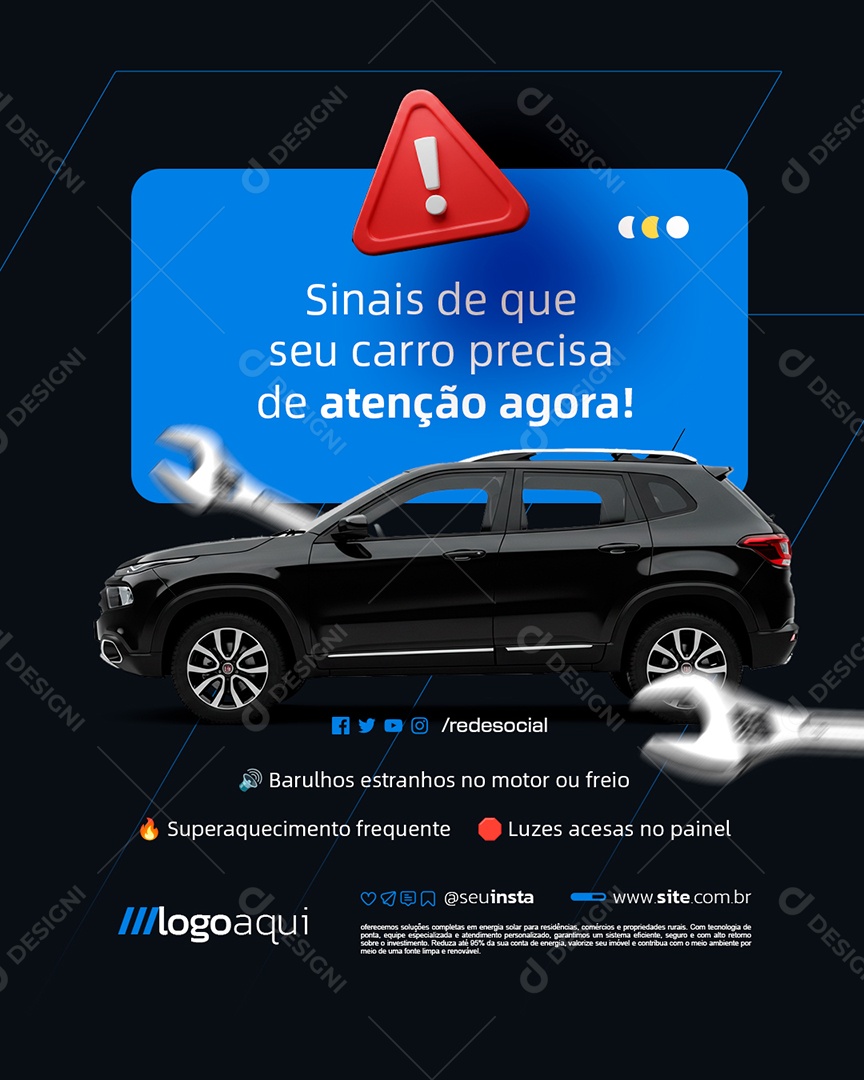 Oficina Sinais de Que Seu Carro Precisa de Atenção Agora Social Media PSD Editável