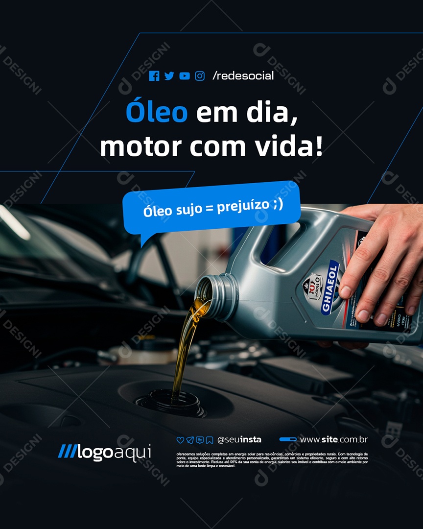 Oficina Óleo em Dia Social Media PSD Editável