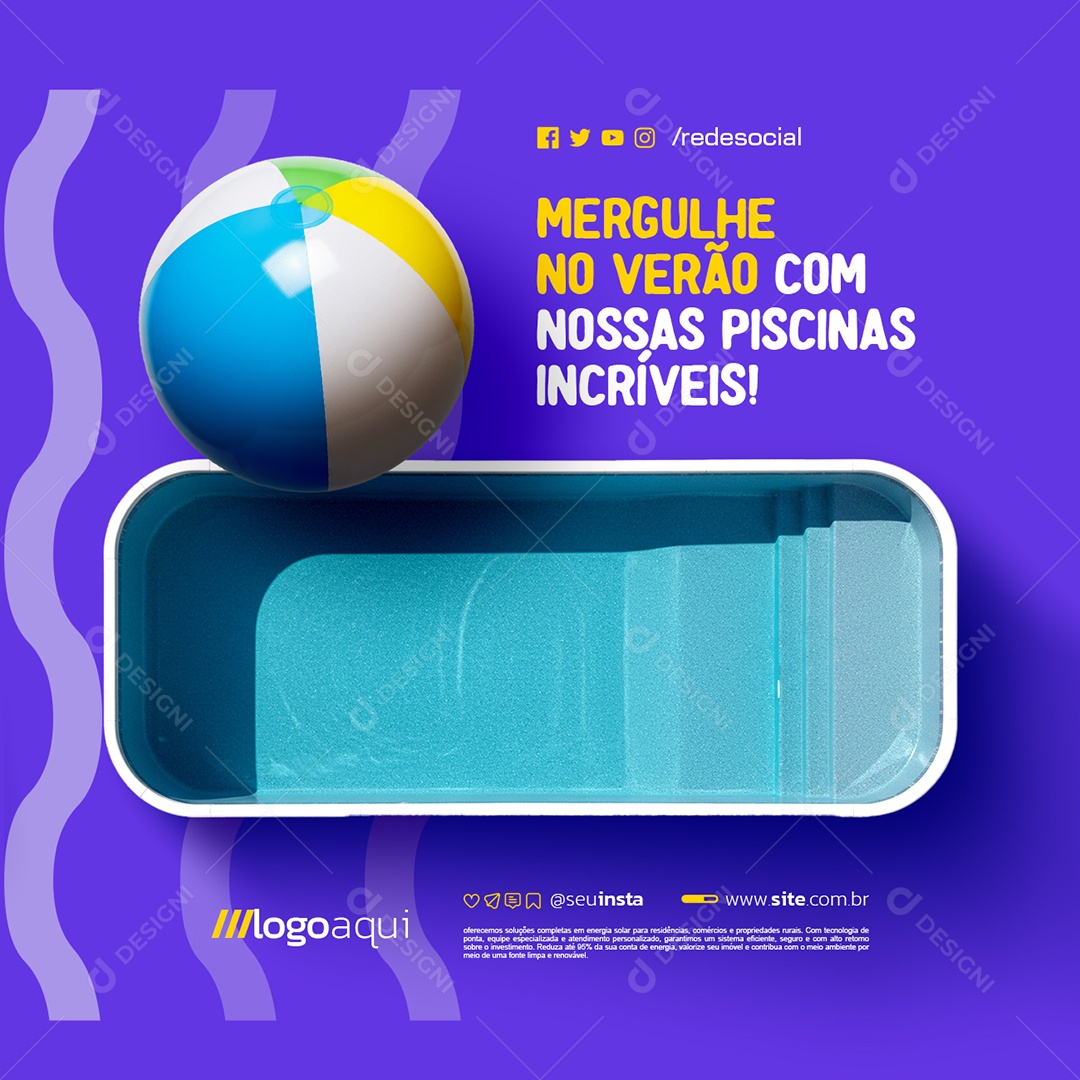 Piscina Mergulhe no Verão Social Media PSD Editável