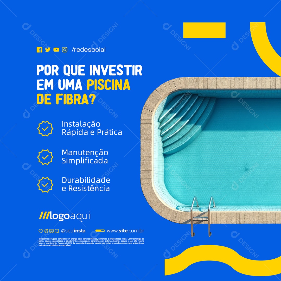 Por Que Investir em Uma Piscina de Fibra Social Media PSD Editável