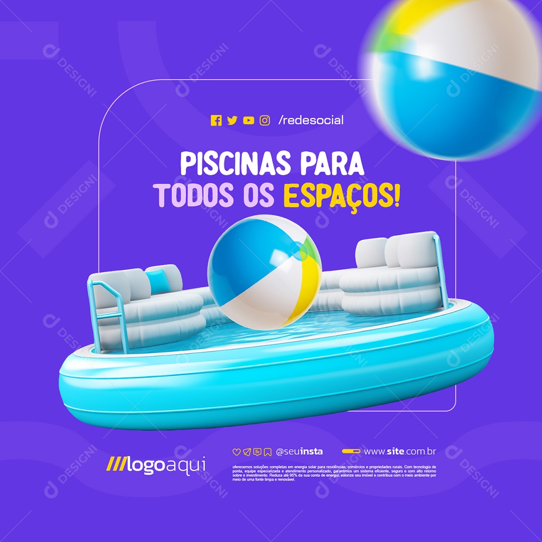 Piscinas para Todos os Espaços Social Media PSD Editável