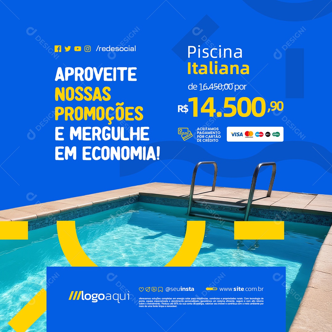 Piscina Italiana Aproveite Nossas Promoções Social Media PSD Editável