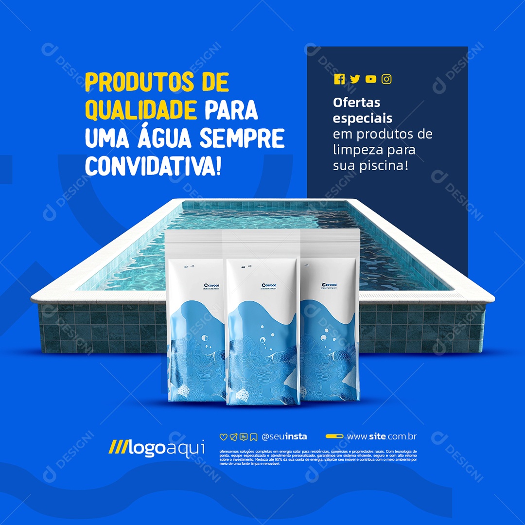 Piscina Produtos de Qualidade para Uma Água Sempre Convidativa Social Media PSD Editável