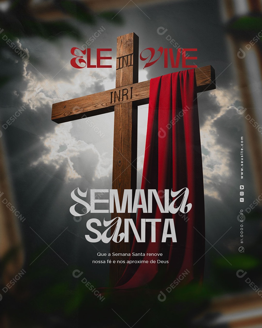 Semana Santa Horário de Funcionamento Social Media PSD Editável