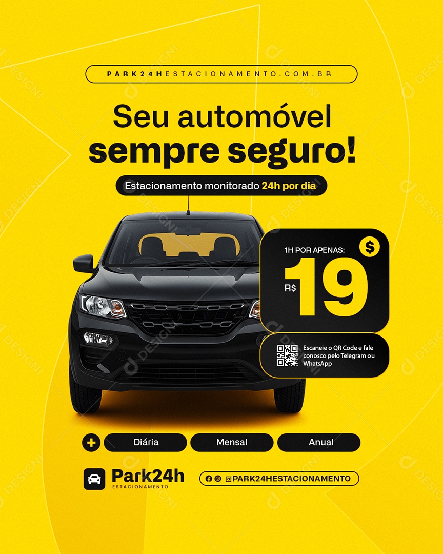 Estacionamento Seu Automóvel Sempre Seguro Social Media PSD Editável