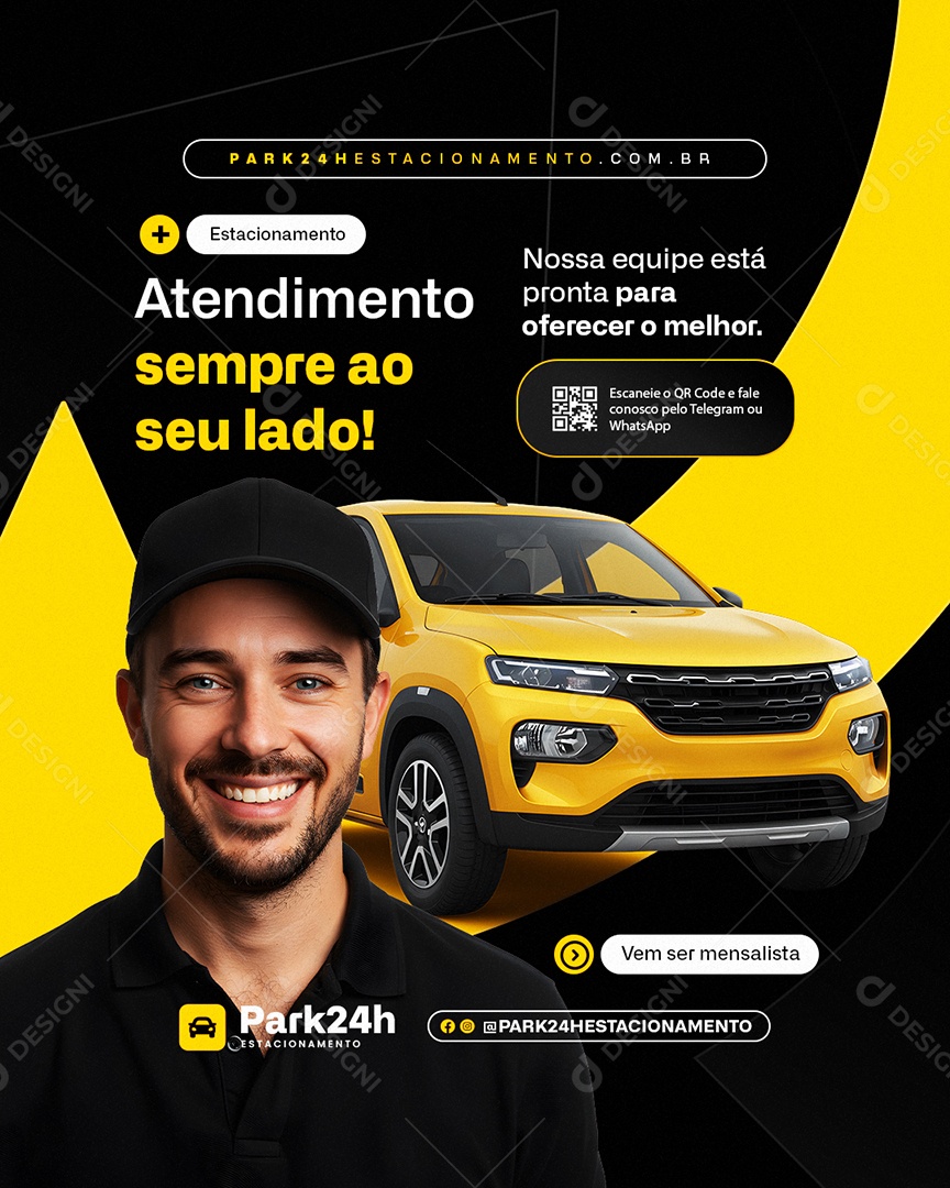 Estacionamento Atendimento Sempre ao Seu Lado Social Media PSD Editável