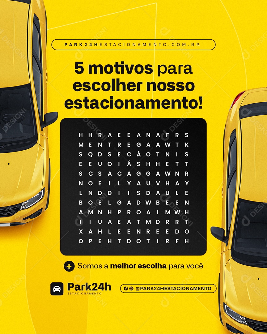 Cinco Motivos para Escolher Nosso Estacionamento Social Media PSD Editável
