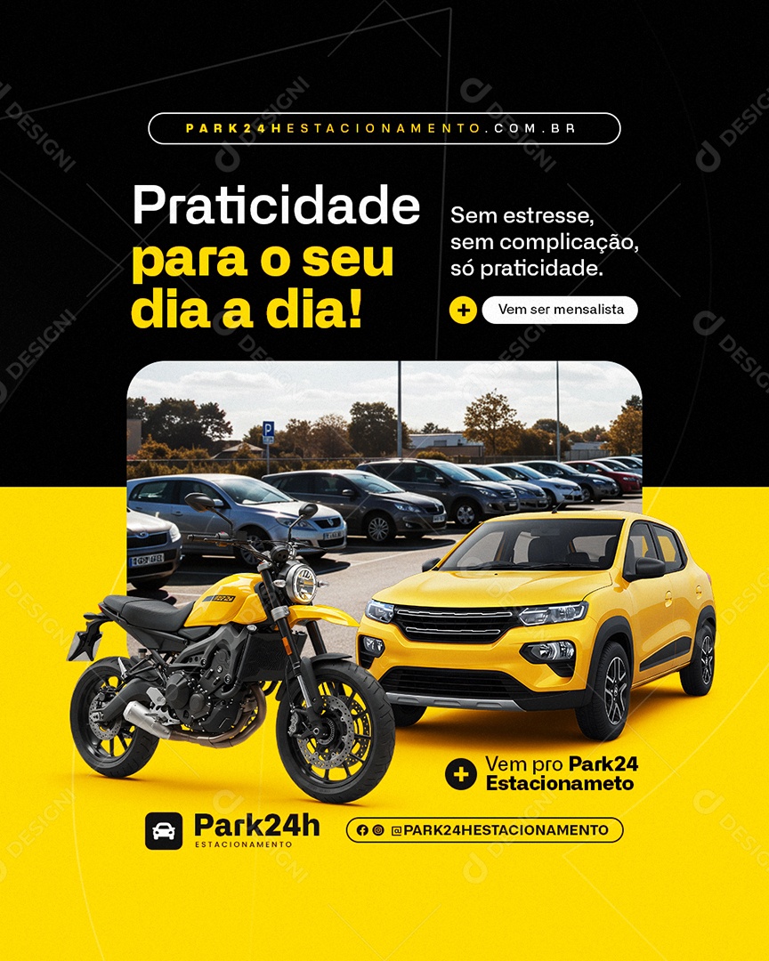 Estacionamento Praticidade Para o Seu Dia a Dia Social Media PSD Editável