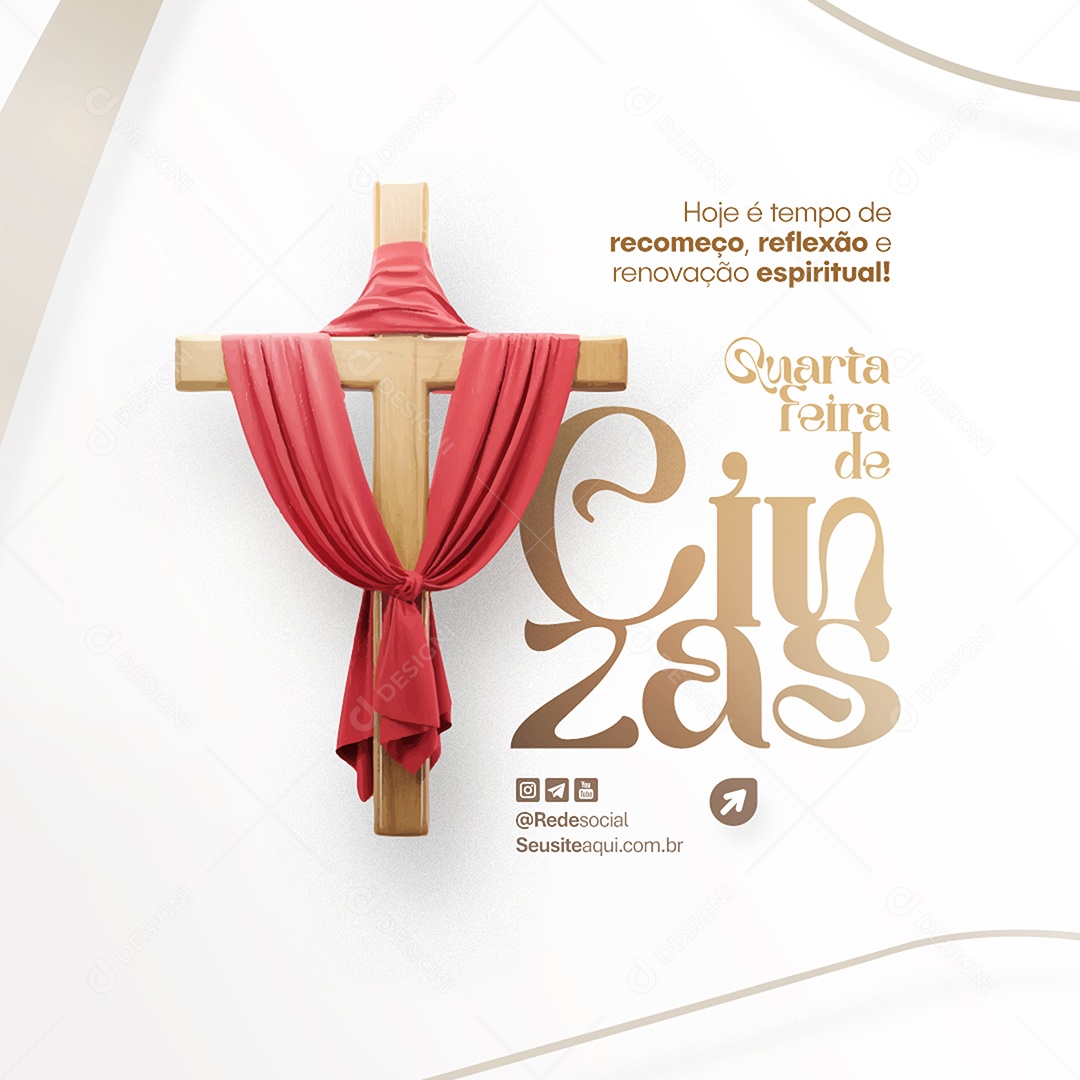 Feed Quarta Feira de Cinzas Tempo de Recomeço Social Media PSD Editável