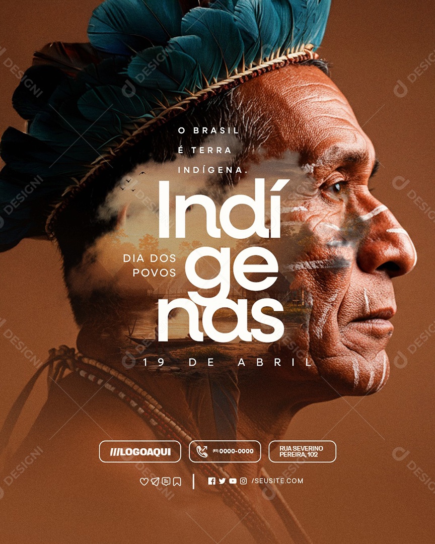 Dia dos Povos Indígenas 19 de Abril O Brasil é Terra Indígena Social Media PSD Editável