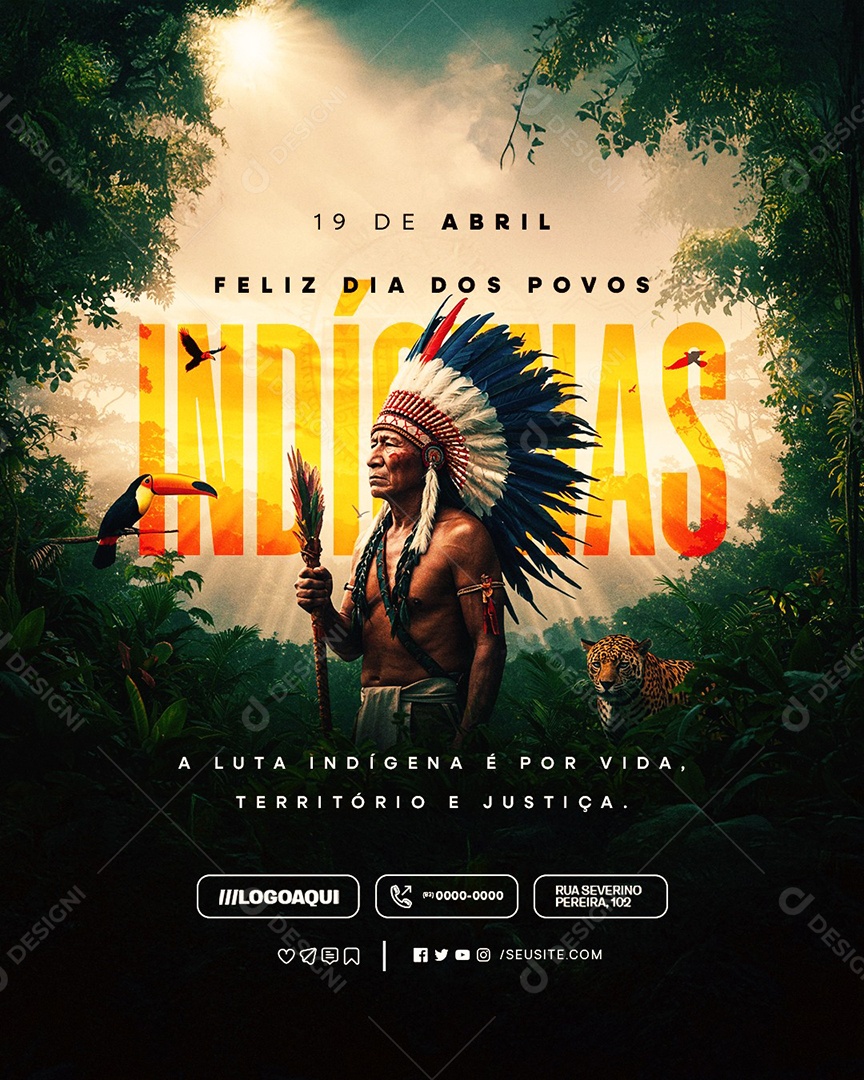 Feliz Dia dos Povos Indígenas 19 de Abril Social Media PSD Editável