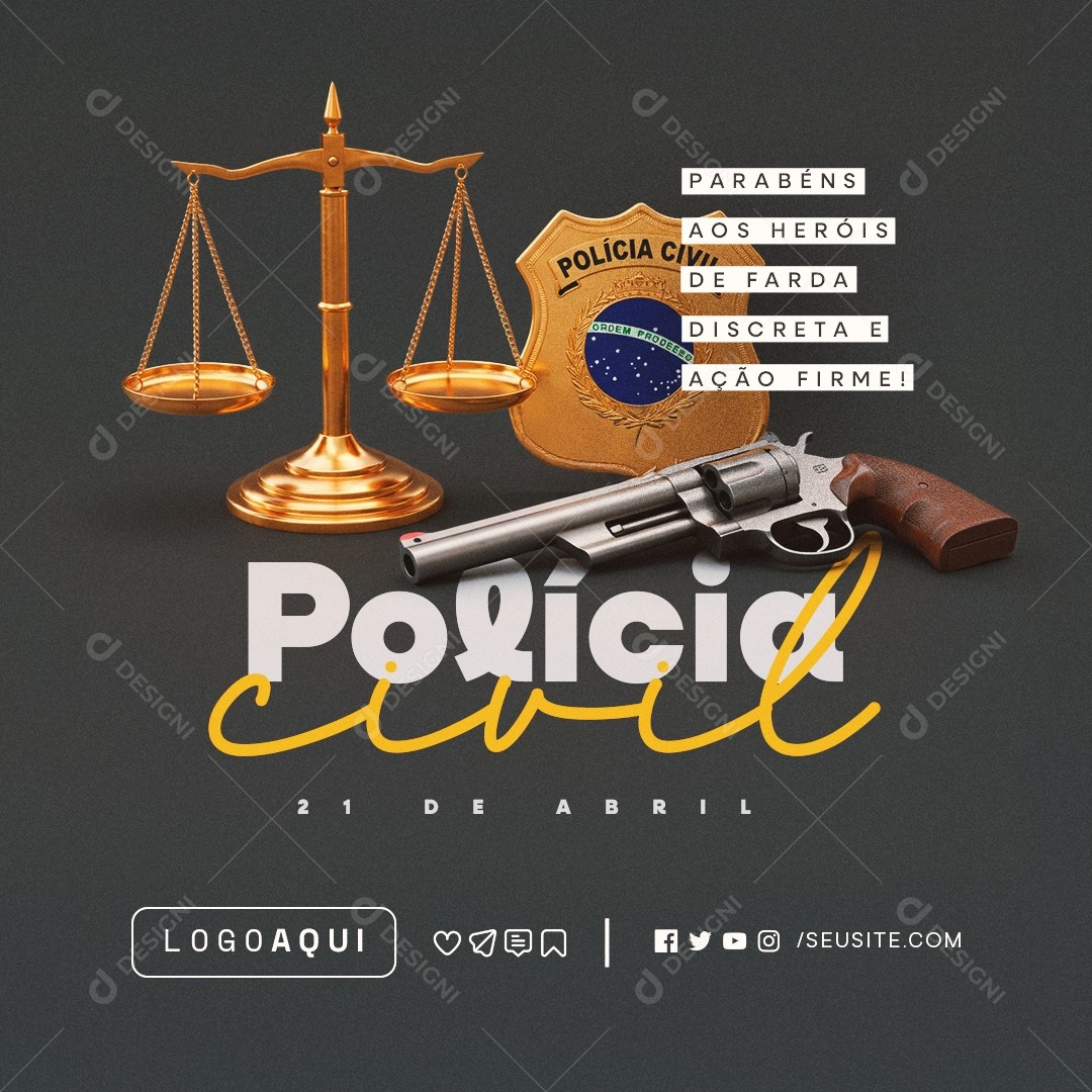 Dia da Polícia Civil 21 De Abril Social Media PSD Editável