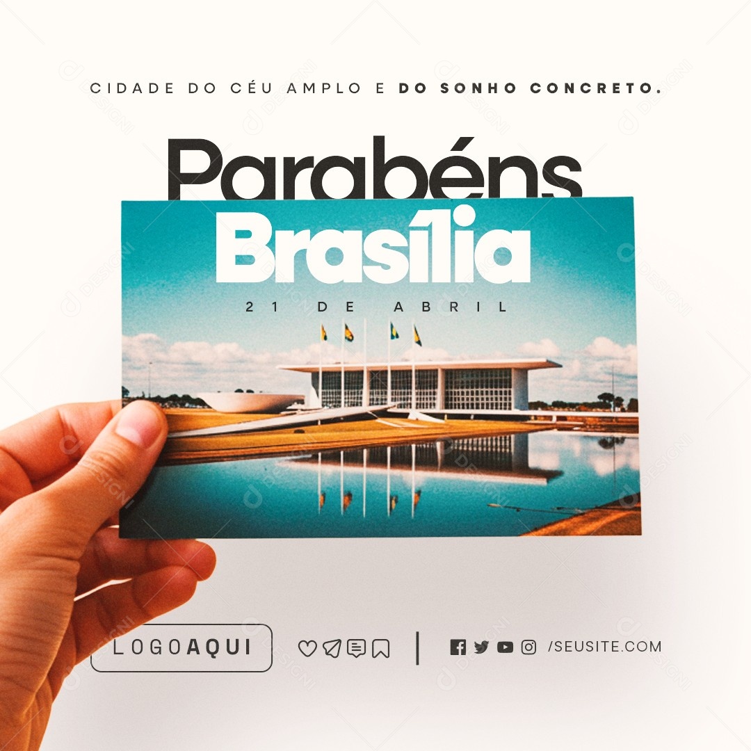 Aniversário Parabéns Brasília 21 de Abril Social Media PSD Editável