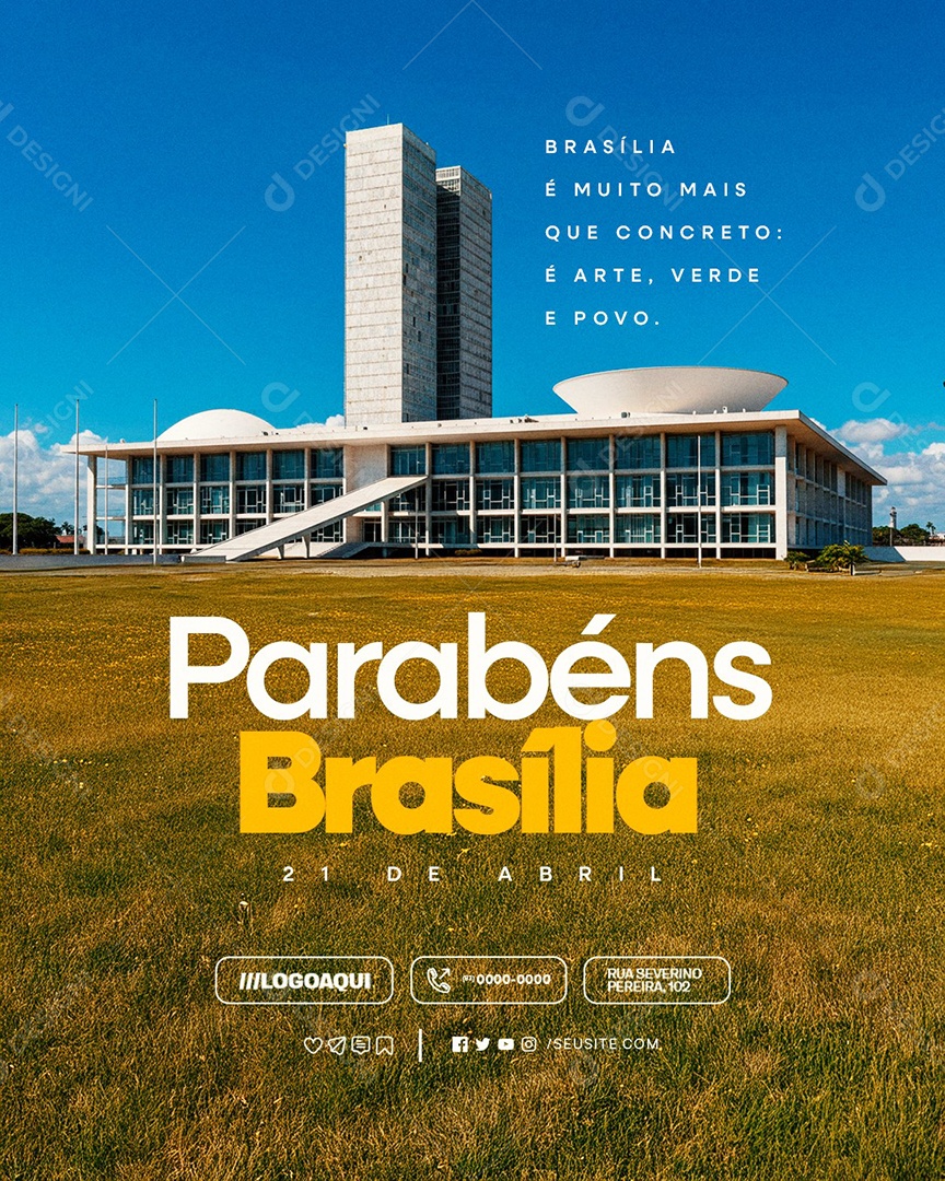 Aniversário Parabéns Brasília 21 de Abril Social Media PSD Editável