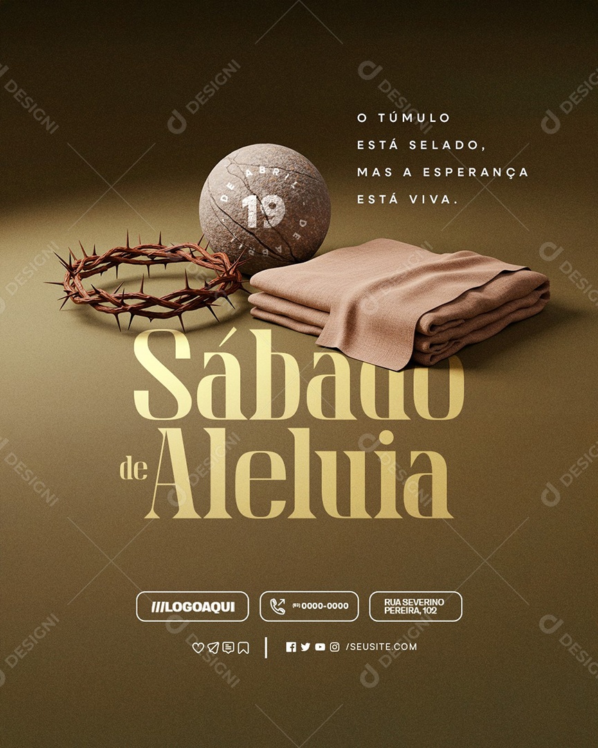 Sábado de Aleluia 19 de Abril O Túmulo Está Selado Social Media PSD Editável