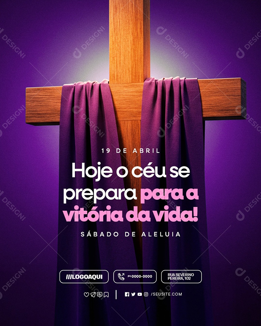Sábado de Aleluia 19 de Abril Hoje o Céu Se Prepara Social Media PSD Editável