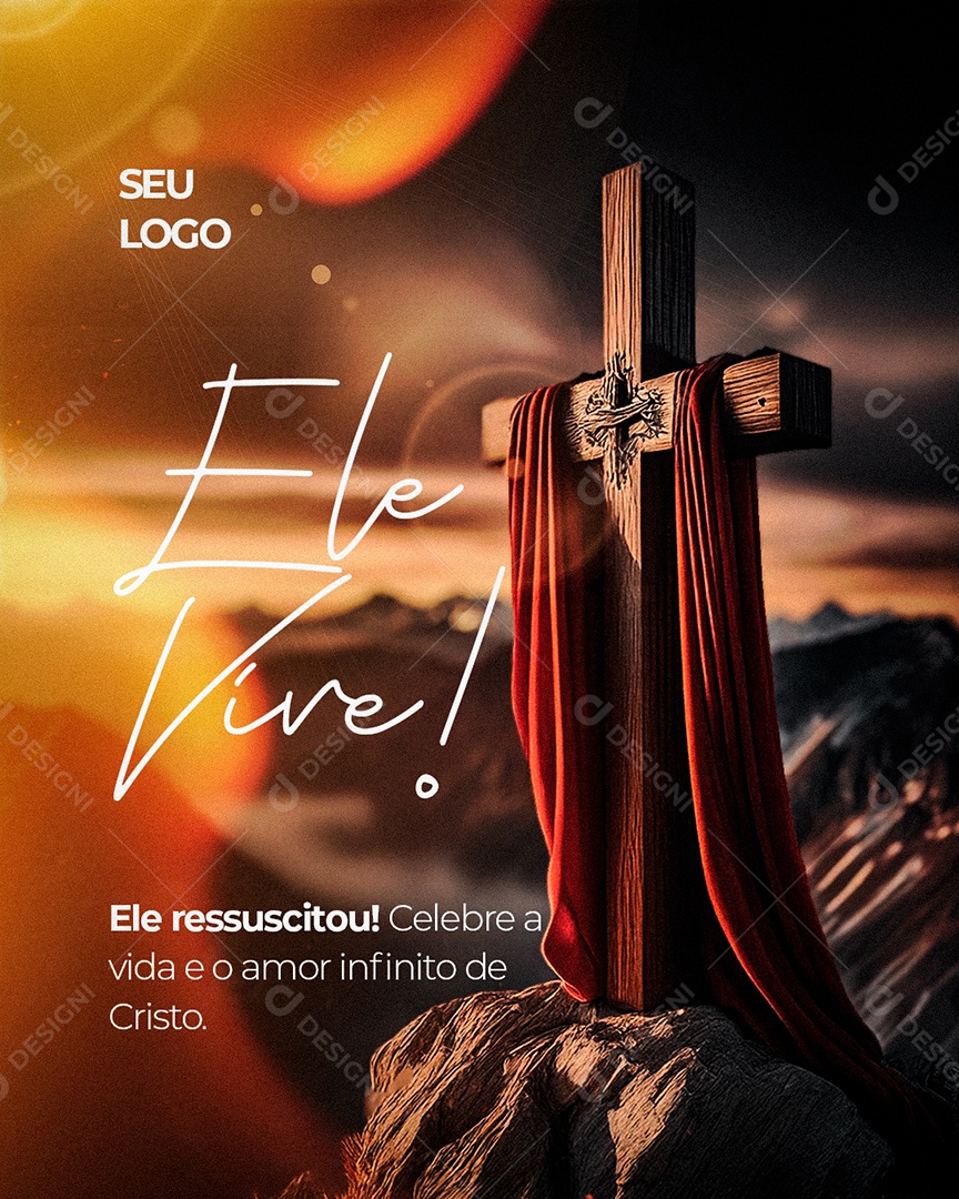 Semana Santa Ele Vive Ele Ressuscitou Social Media PSD Editável