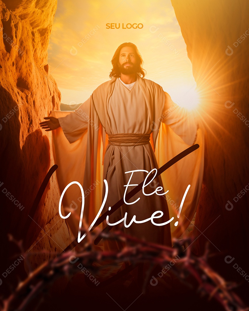 Semana Santa Ele Vive Social Media PSD Editável