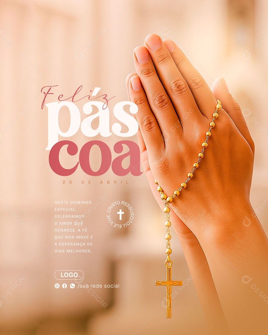 Feliz Páscoa 20 de Abril Social Media PSD Editável