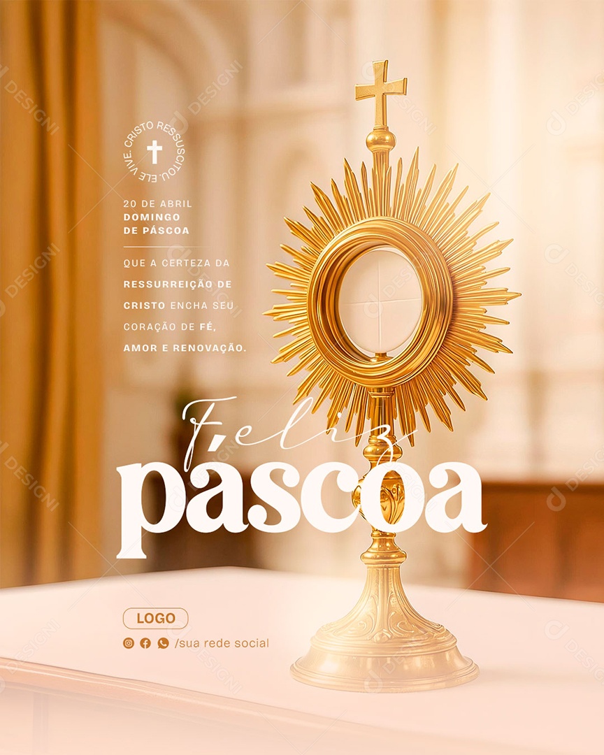 Feliz Páscoa 20 de Abril Social Media PSD Editável