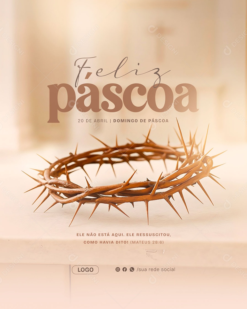 Feliz Páscoa 20 de Abril Social Media PSD Editável