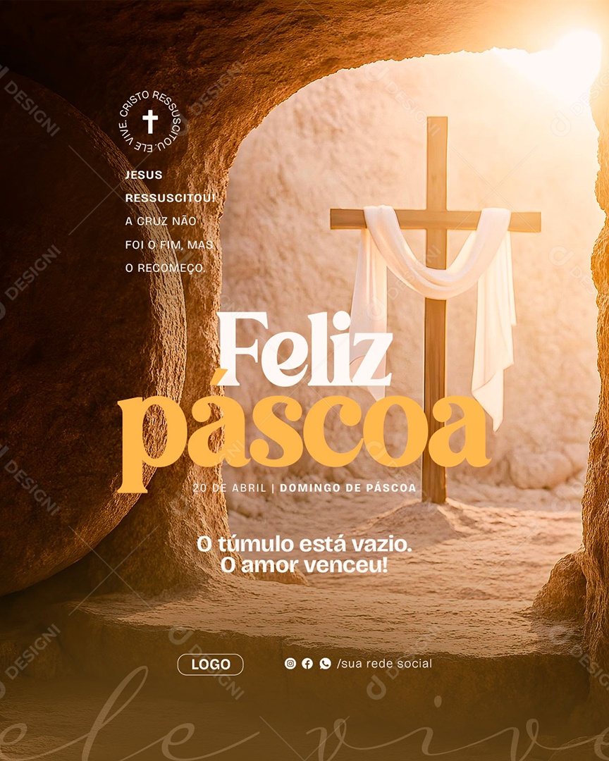 Feliz Páscoa 20 de Abril Social Media PSD Editável