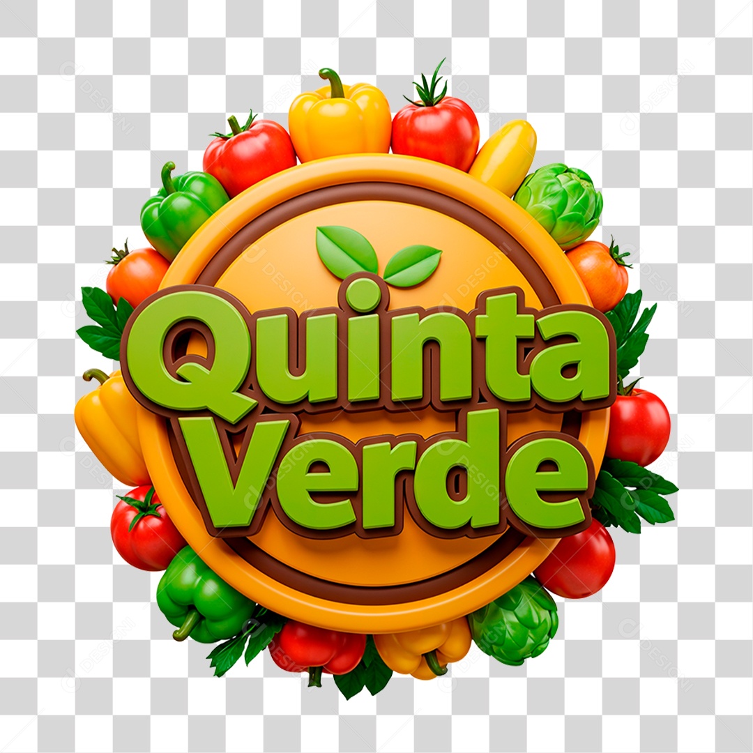 Selo 3D Quinta Verde Para Composição PNG Transparente