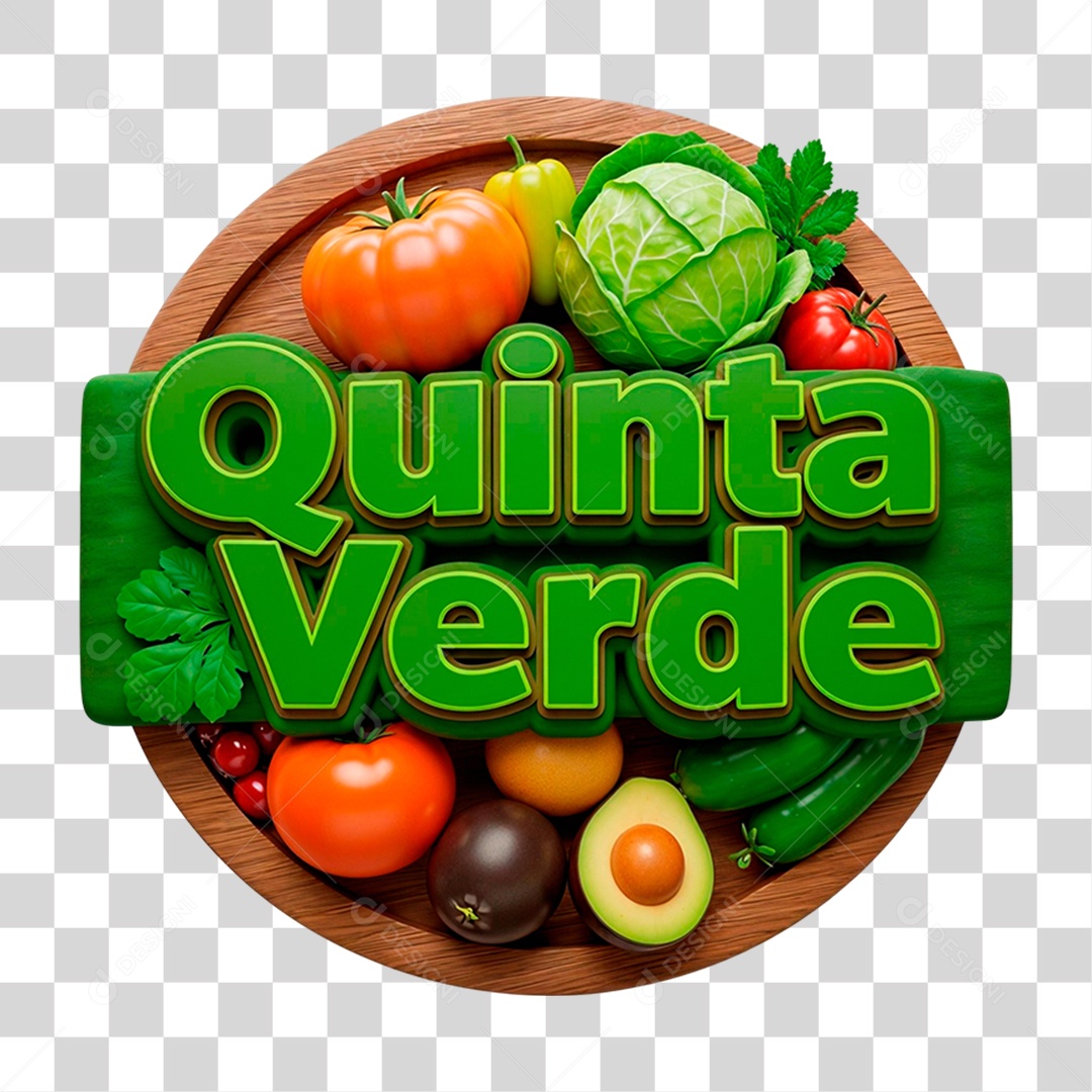 Selo 3D Quinta Verde Para Composição PNG Transparente