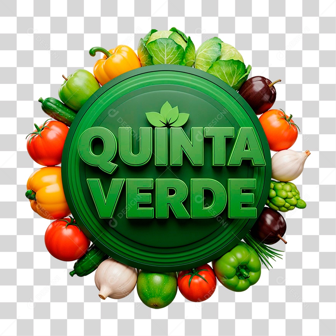 Selo 3D Quinta Verde Para Composição PNG Transparente