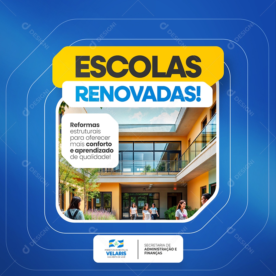 Feed Prefeitura Escolas Renovadas Social Media PSD Editável