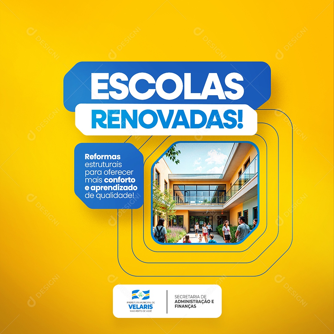 Feed Prefeitura Escolas Renovadas Social Media PSD Editável
