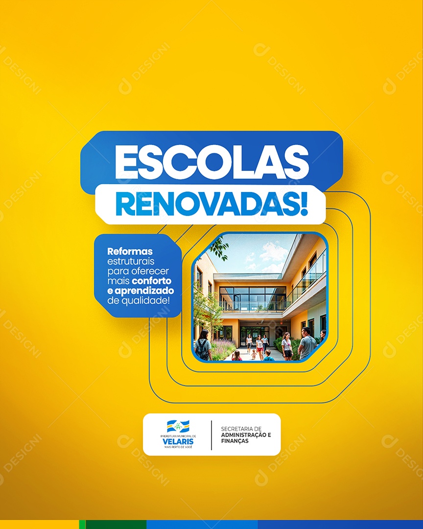 Flyer Prefeitura Escolas Renovadas Social Media PSD Editável