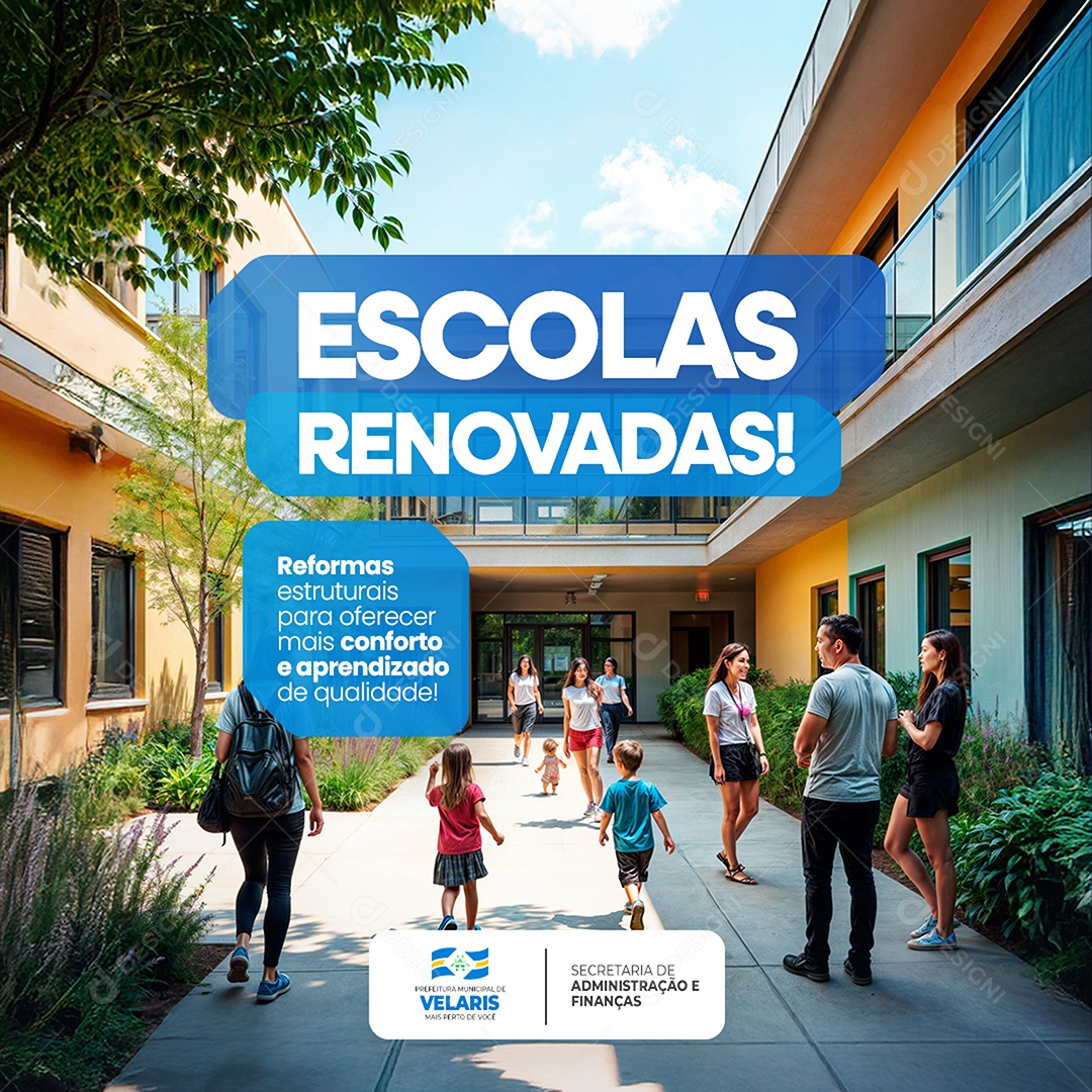 Feed Prefeitura Escolas Renovadas Social Media PSD Editável
