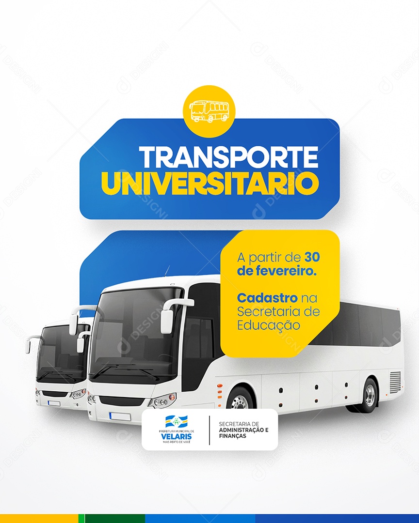 Flyer Prefeitura Transporte Universitário Social Media PSD Editável