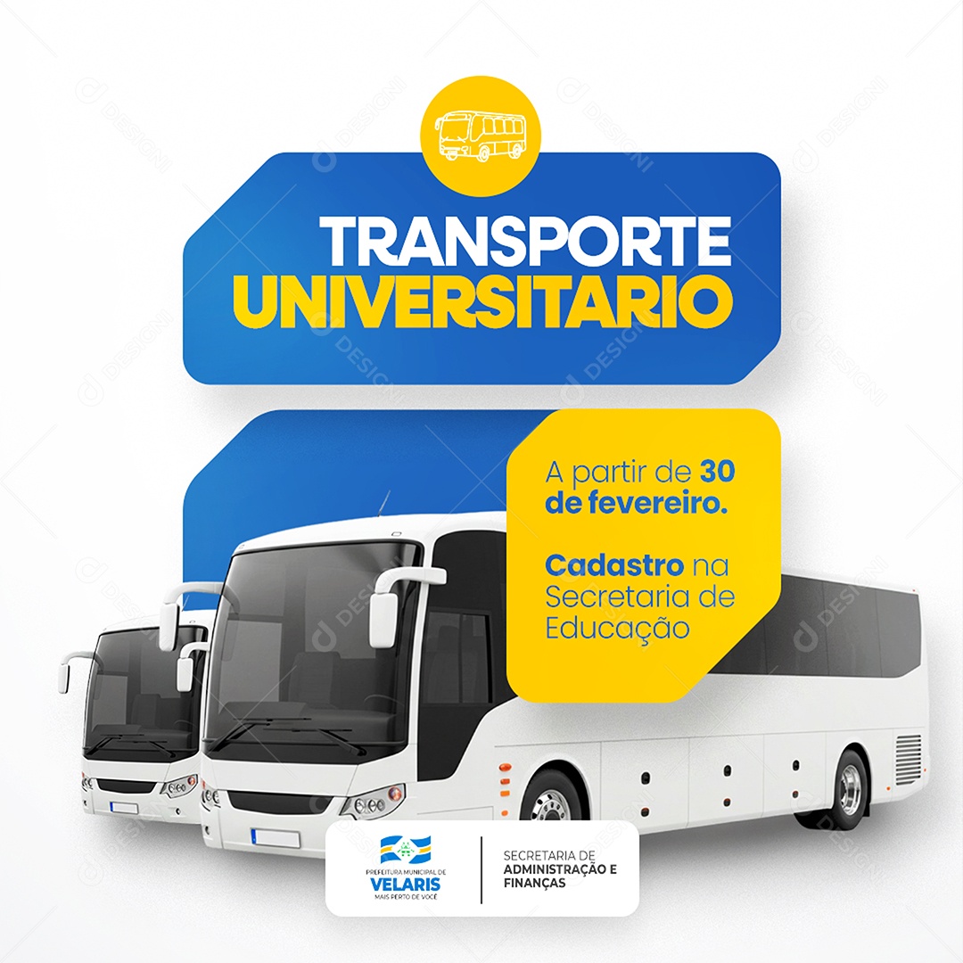 Feed Prefeitura Transporte Universitário Social Media PSD Editável