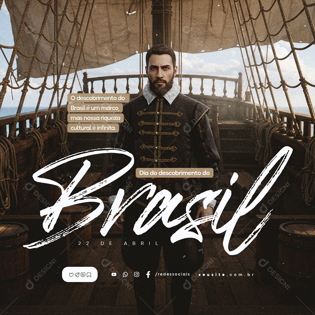Dia do Descobrimento do Brasil 22 de Abril Social Media PSD Editável