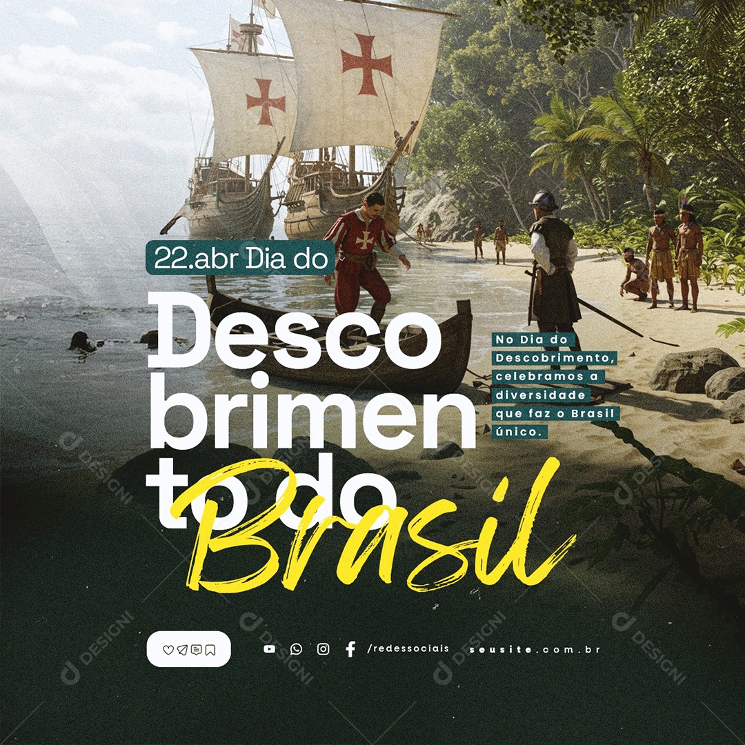 Dia do Descobrimento do Brasil 22 de Abril Social Media PSD Editável