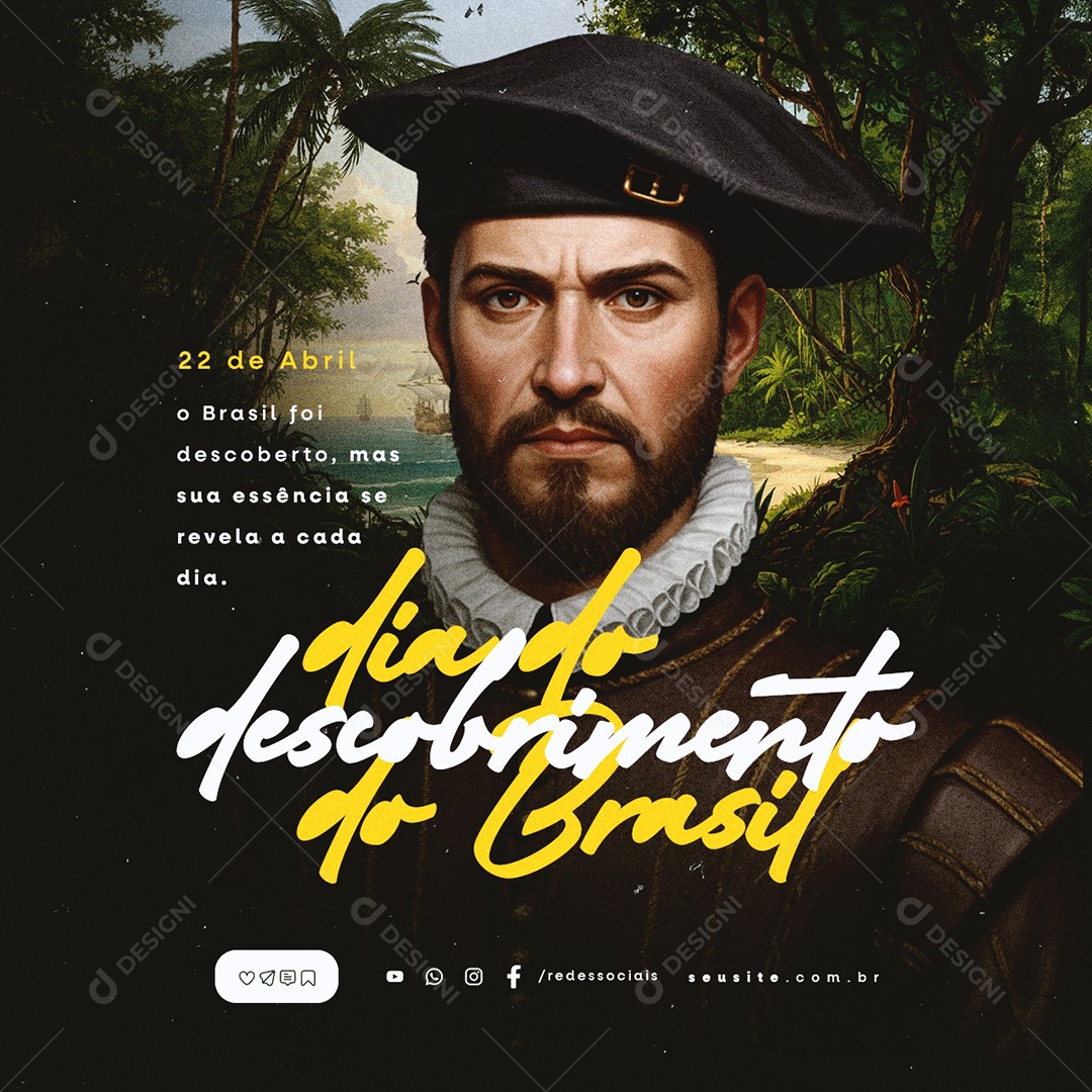 Dia do Descobrimento do Brasil 22 de Abril Social Media PSD Editável