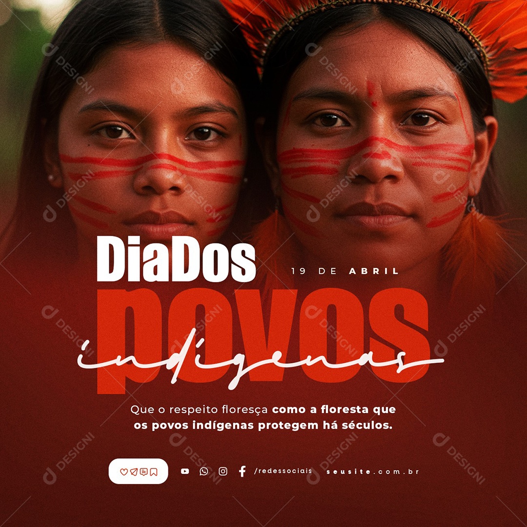 Dia dos Povos Indígenas 19 de Abril Social Media PSD Editável