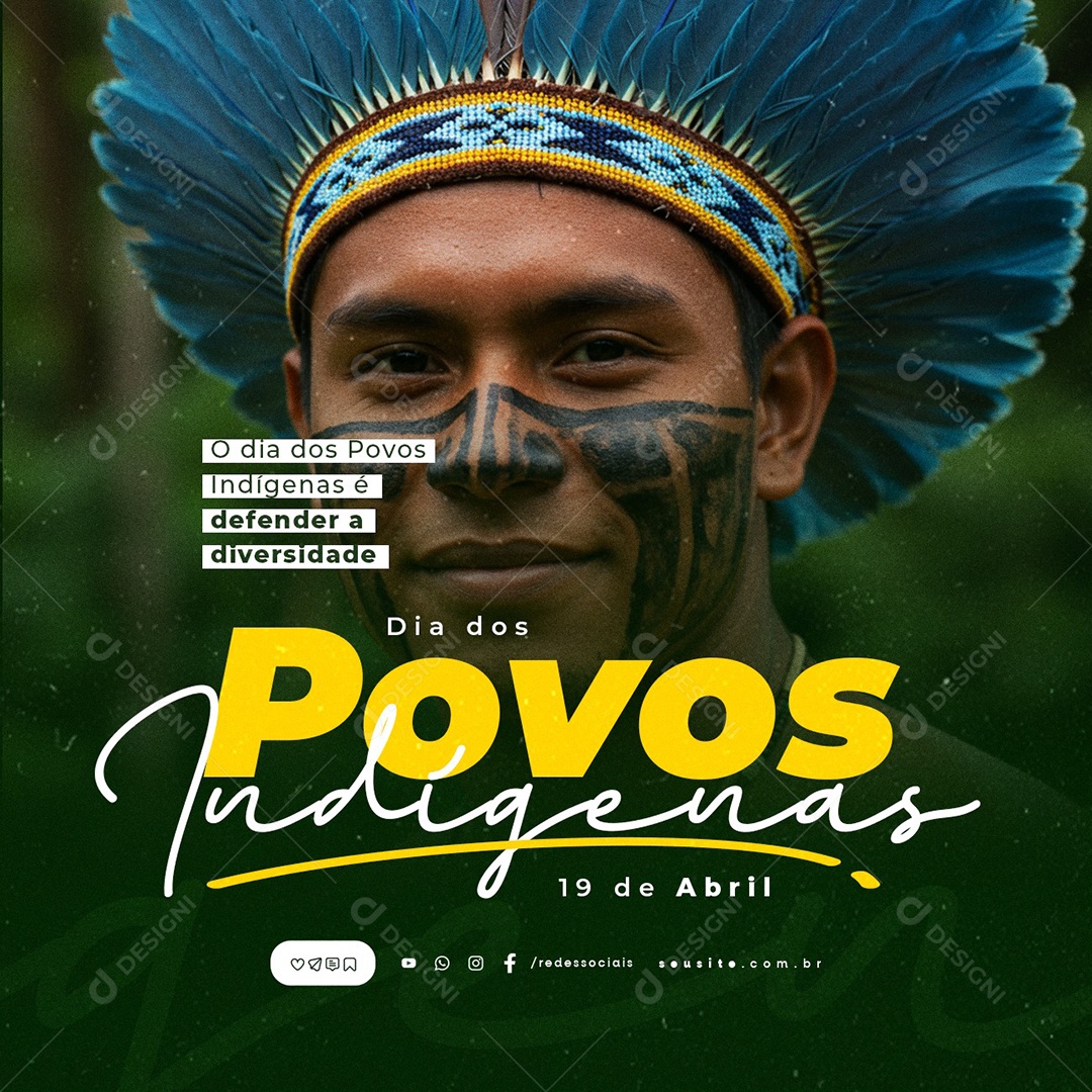Dia dos Povos Indígenas 19 de Abril Social Media PSD Editável