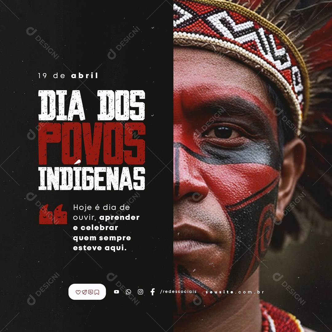 Dia dos Povos Indígenas 19 de Abril Social Media PSD Editável