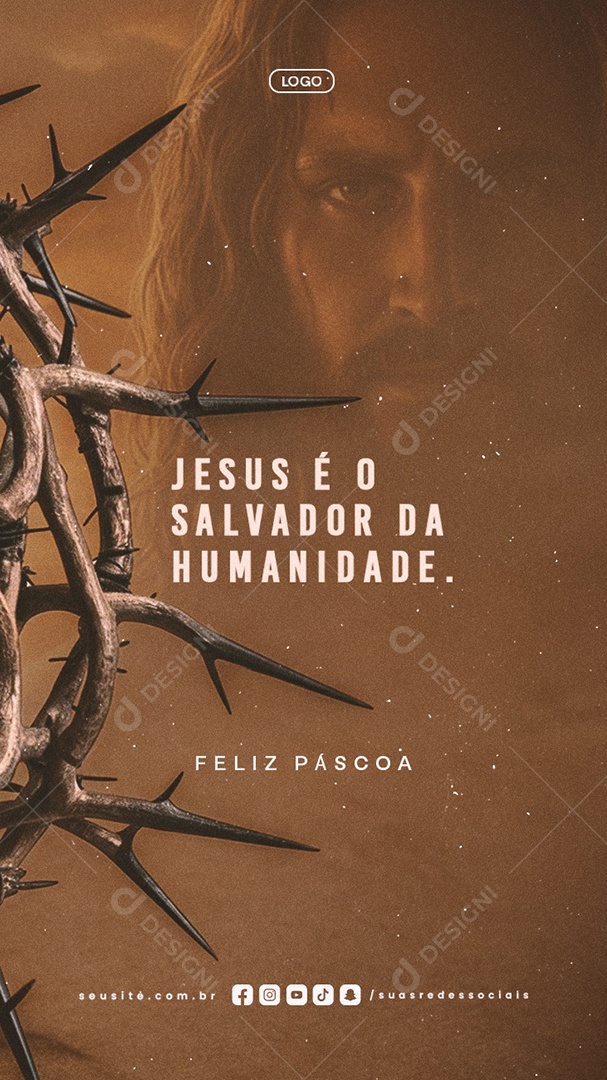 Story Feliz Páscoa 20 de Abril Jesus é o Salvador da Humanidade Social Media PSD Editável